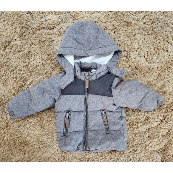 H&M Little Boys Grey Marl Padded Jacket Size: 9-12 Months - Picture 2 of 8